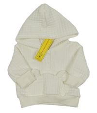 Nové - Biela rebrovaná mikina s uškami a kapucňou Shein