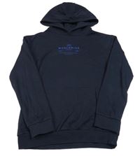 Tmavomodrá mikina s nápisom a kapucňou M&S