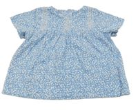 Světlemodro-bílá květovaná šatová tunika M&S