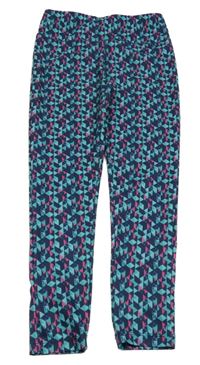 Tmavomodro-zeleno-růžové vzorované sportovní legíny St. Bernard