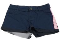 Tmavomodro-ružové kraťasy s pruhom C&A