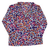 Světlemodro-fialovo-farebná fleecová funkčná mikina s leopardím vzorom Mountain Warehouse