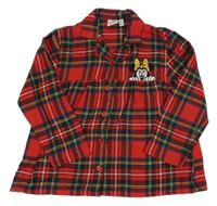 Červeno-zelený kostkovaný flanelový pyžamový kabátek s Minnie Disney
