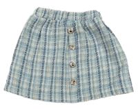 Světlemodro-smotanová kockovaná úpletová sukňa Shein