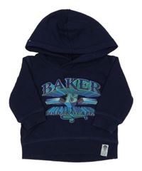 Tmavomodrá mikina s nápismi a kapucňou Ted Baker