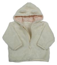 Biela plyšová prepínaci mikina s kapucňou H&M