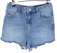 Dámské světlemodré riflové roztřepené mom kraťasy Topshop