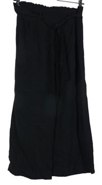 Dámské černé culottes kalhoty s páskem 