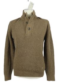 Nové - Pánský hnědý vlněný svetr s límcem Drifter 