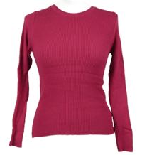Dámský tmavorůžový žebrovaný lehký svetr Primark 