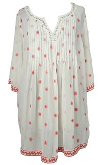 Dámská bílá kytičkovaná šifonová tunika Papaya