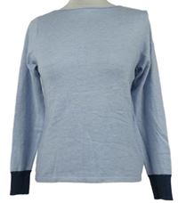 Dámsky svetlomodrý ľahký sveter s tmavomodrým lemem Soulmate