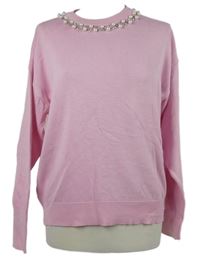 Dámský světlerůžový svtr s perličkami Savida 