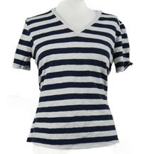 Dámske bielo-tmavomodré pruhované tričko M&S