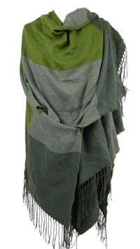 Dámský šedo-zelený svetrový cardigán s třásněmi Blind Date 