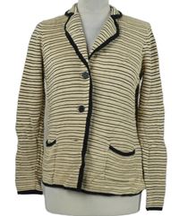 Dámské béžovo-černé pruhované pletené sako Dunnes 