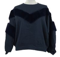 Dámska tmavomodrá mikina s kožúškom Fun&Fun