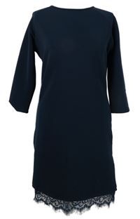 Dámske tmavomodré šaty s čipkou
