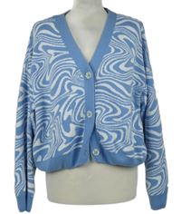 Dámsky světlemodro-biely vzorovaný prepínaci crop sveter Primark