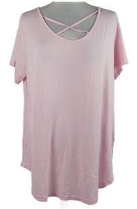 Dámske svetloružové voľné é tričko so zkříženým výstřihem