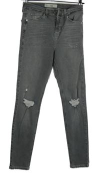 Dámské šedé skinny rifle s prošoupáním Topshop 