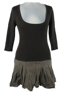 Dámske hnedo-kockované svetrové šaty BAY