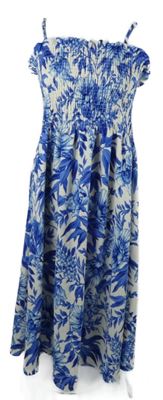 Dámské modro-bílé květované žabičkové midi šaty H&M
