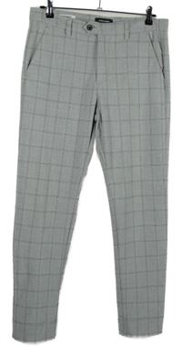 Dámske sivé kockované slim nohavice Jack & Jones vel. 31/30
