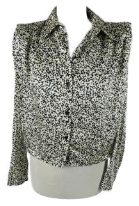 Dámská černo-smetanová vzorovaná saténová crop halenka Primark 