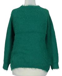 Dámsky zelený chlpatý sveter zn. Primark
