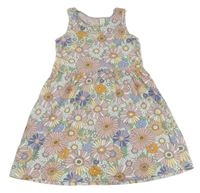 Khaki kvetinové bavlnené šaty H&M