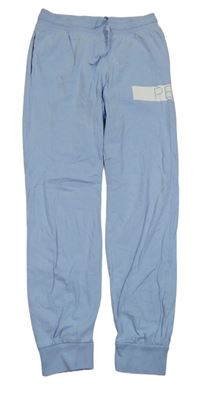 Světlemodro-biele ľahké tepláky s písmeny zn. H&M