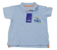Světlemodré polo tričko s nápisem a ptákem Lupilu