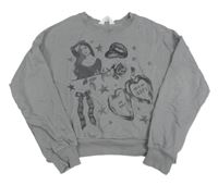 Sivá crop mikina s obrázkami H&M