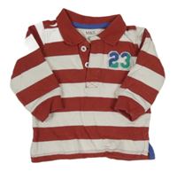 Rezavo-bílé pruhované polo triko s číslem M&S