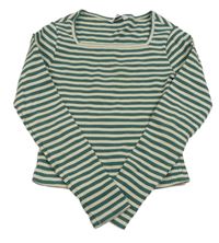 Zeleno-biele pruhované crop tričko H&M