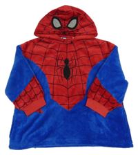 Červeno-modrá chlpatá oversize mikina s kapucí- Spiderman Marvel