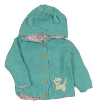 Svetlomodrý podšitý prepínaci sveter s mačičkou a kapucňou zn. John Lewis