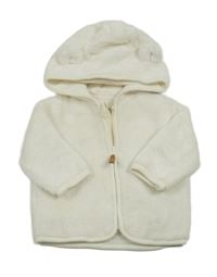 Bílá chlupatá propínací mikina s kapucí F&F