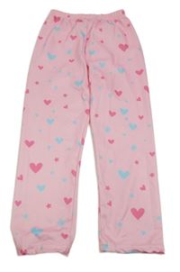 Světlerůžové pyžamové kalhoty se srdíčky a hvězdami