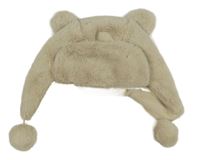 Béžová kožešinová beranice s oušky F&F vel.122-140