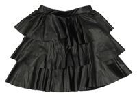 Čierna volániková koženková sukňa OVS