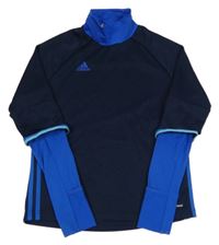 Tmavomodro-modré sportovní funkční triko s logem Adidas