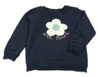 Tmavomodrá mikina s kytičkou 