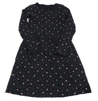 Černé květinové bavlněné šaty LC Waikiki