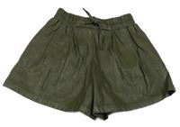 Tmavozelené koženkové kraťasy Zara