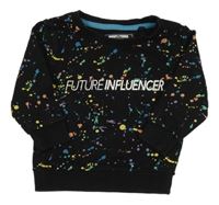 Čierna mikina s fľakmi a nápisom Next