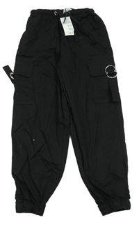 Nové - černé plátěné cargo kalhoty Primark
