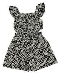 Bílo-černý puntíkatý kraťasový overal Primark