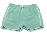 Mintové ľahké šušťákové kraťasy